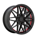 Ruff - CLUTCH - Black - Gloss Black with Machined Red Inner Lip - 18" x 8", 38 Offset, 5x112, 120 (Bolt Pattern), 76.1mm HUB