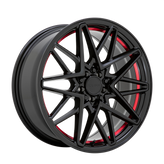 Ruff - CLUTCH - Black - Gloss Black with Machined Red Inner Lip - 18" x 8", 38 Offset, 5x112, 120 (Bolt Pattern), 76.1mm HUB