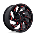 Fuel - D755 REACTION - Black - GLOSS BLACK MILLED WITH RED TINT - 20" x 9", 20 Offset, 8x180 (Bolt Pattern), 124.2mm HUB