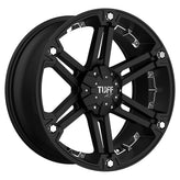 Tuff Wheels - T01 - Black - Flat Black with Chrome Inserts - 15" x 8", -13 Offset, 6x139.7 (Bolt Pattern), 108mm HUB