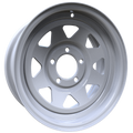 Envy Wheels - TRAILER STEEL SPOKE - White - WHITE / RED AND BLUE PIN STRIPE - 14" x 6", 0 Offset, 5x114.3 (Bolt Pattern), 84mm HUB