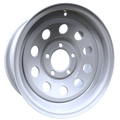 Envy Wheels - TRAILER STEEL MODULAR - White - WHITE / RED AND BLUE PIN STRIPE - 14" x 6", 0 Offset, 5x114.3 (Bolt Pattern), 84mm HUB