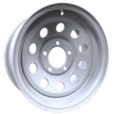 Envy Wheels - TRAILER STEEL MODULAR - White - WHITE / RED AND BLUE PIN STRIPE - 14" x 6", 0 Offset, 5x114.3 (Bolt Pattern), 84mm HUB