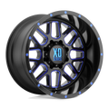 XD Series - XD820 GRENADE - Black - SATIN  BLACK MILLED WITH BLUE CLEAR COAT - 20" x 12", -44 Offset, 6x139.7 (Bolt Pattern), 106.1mm HUB