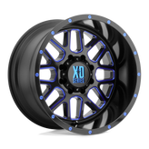 XD Series - XD820 GRENADE - Black - SATIN  BLACK MILLED WITH BLUE CLEAR COAT - 20" x 12", -44 Offset, 6x139.7 (Bolt Pattern), 106.1mm HUB