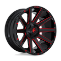 Fuel - D643 CONTRA - Black - GLOSS BLACK RED TINTED CLEAR - 20" x 9", 20 Offset, 8x165.1 (Bolt Pattern), 125.1mm HUB