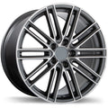 Replika - R206 - Gunmetal - Gloss Gunmetal with Machined Face - 20" x 11", 65 Offset, 5x130 (Bolt Pattern), 71.6mm HUB