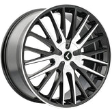 Kraze Wheels - DOUBLE DOWN - Black - Black Machined - 17" x 8", 38 Offset, 5x112/120 (Bolt pattern), 74.1mm HUB - KR185-7809BM38