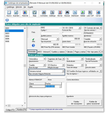 catalogo de empleado contpaqi nomina 15