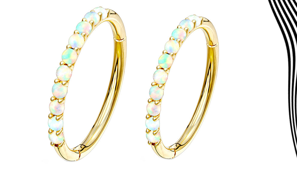 14kt Gold Opalite Edge Hinged Segment Ring