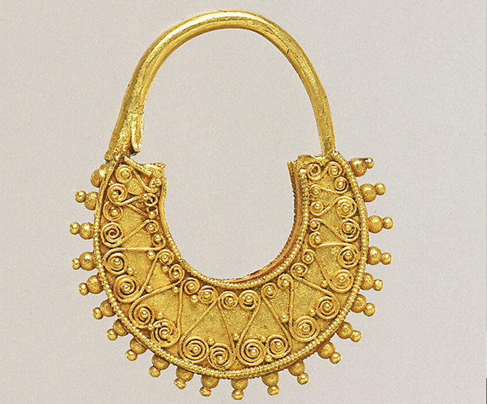Gold Crescent Hanger Earrings