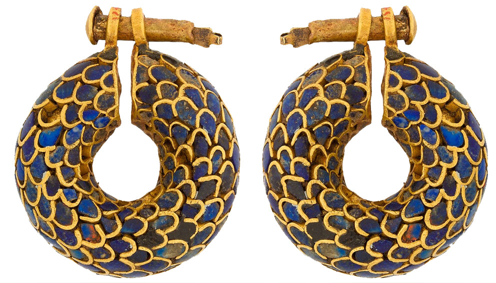 Lapis lazuli earrings from around 1295 to 1186 B.C.E