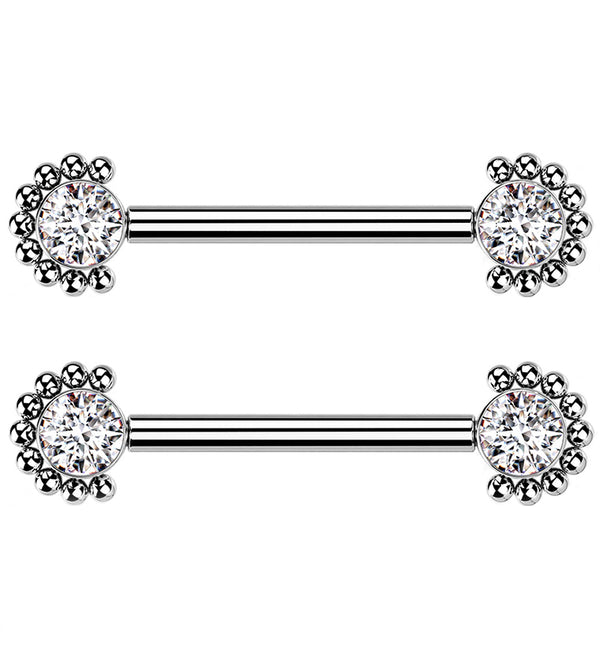 Titanium Double Chain Dangle Nipple Bar titlsnpc244 - 1 Piece - Rebel Bod