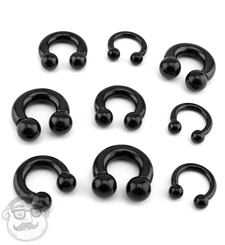 Black Circular Barbell Rings (18G - 2G) | UrbanBodyJewelry.com