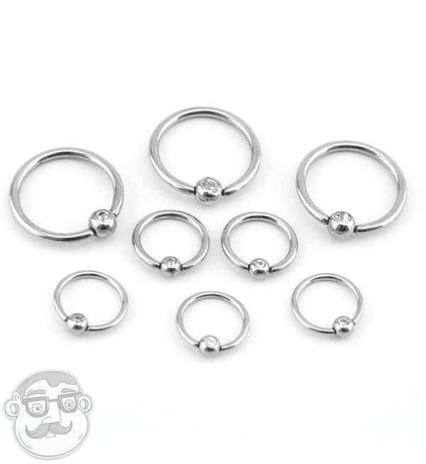 Stainless Steel Captive Ring with Hematite Bead | UrbanBodyJewelry.com