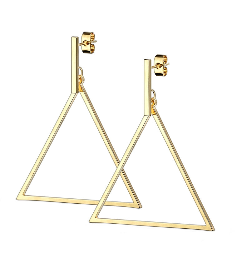 Gold PVD Triangle Hanging Earrings