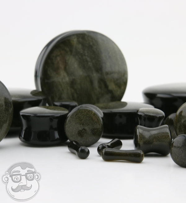 Snowflake Obsidian Single Flare Stone Plugs (8G - 00G