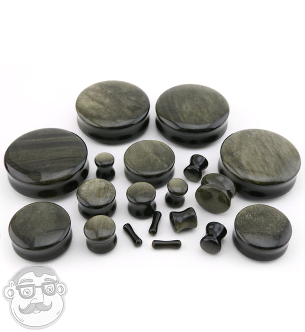 Snowflake Obsidian Stone Plugs (8 Gauge - 1 Inch