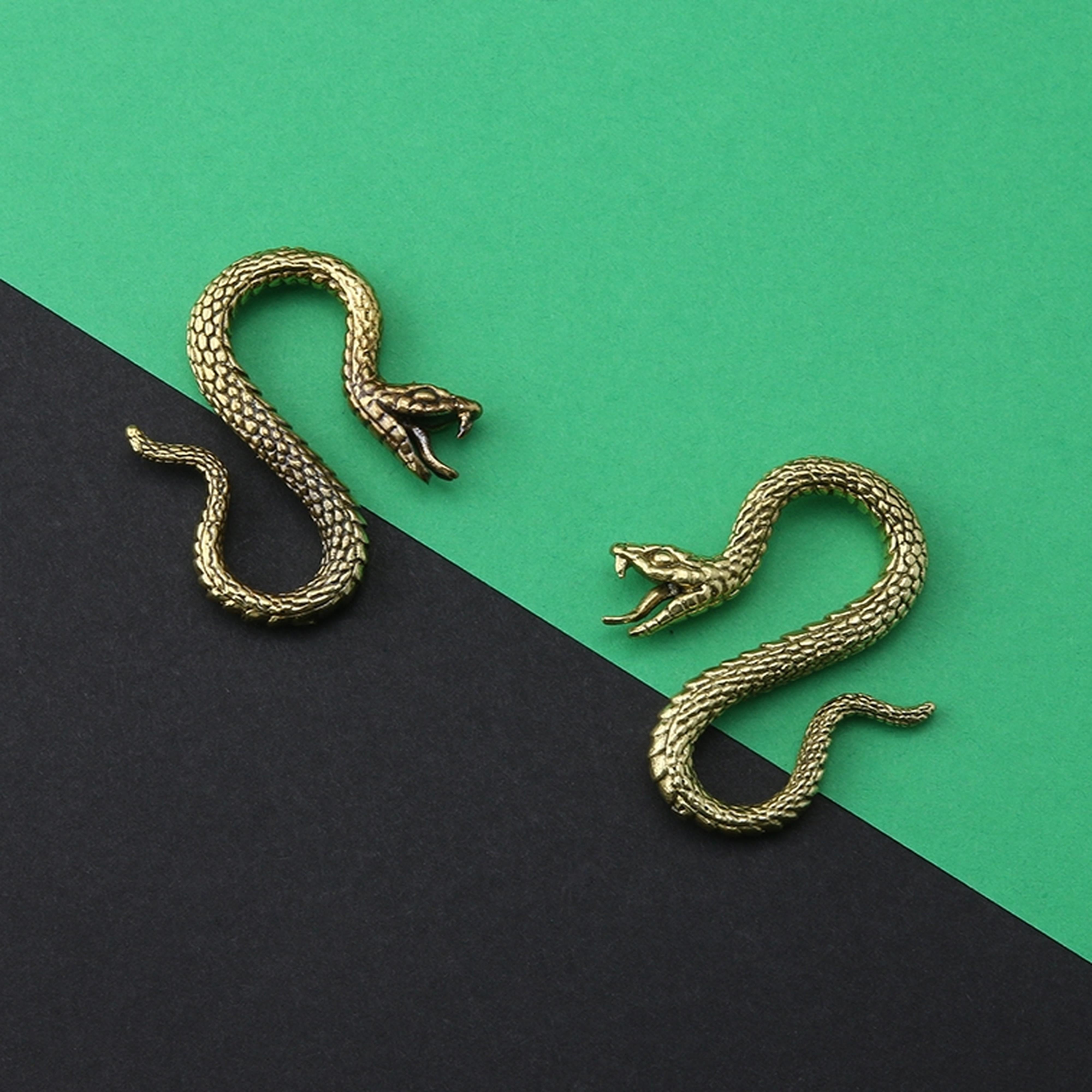 Golden Viper Snake Brass Ear Weights | UrbanBodyJewelry ...
