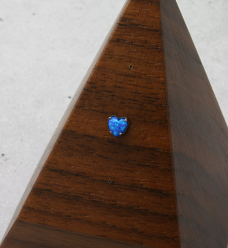 Heart Blue Opalite Threadless Titanium Top