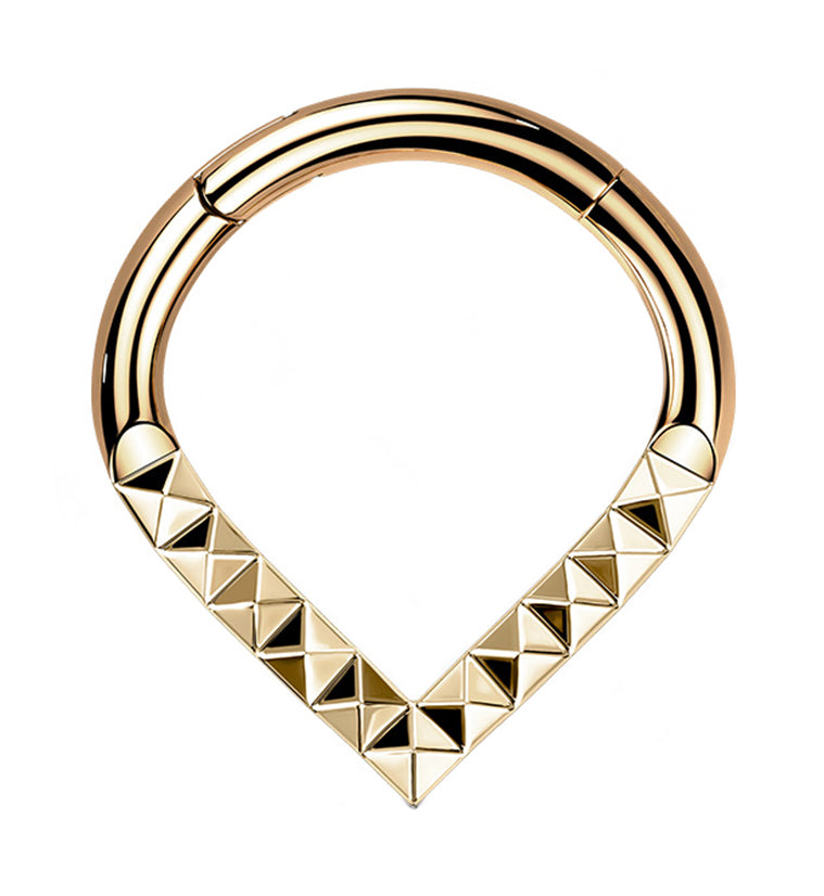 Rose Gold PVD Teardrop Polyhedra Titanium Hinged Segment Ring