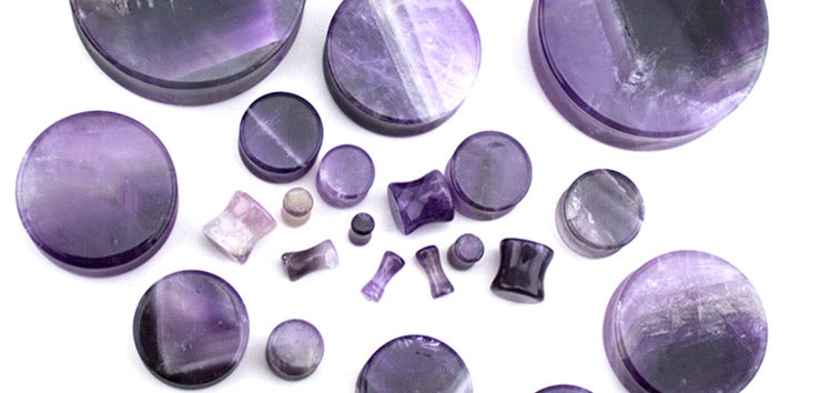 Purple Chevron Amethyst Plugs