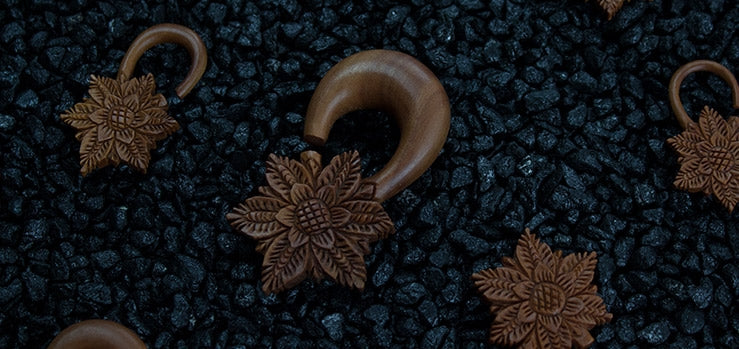 Organic Flower Wood Gauges