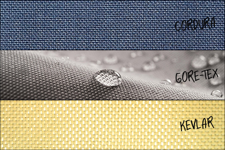 motorcycle gear fabrics kevlar, gore-Tex, and cordura