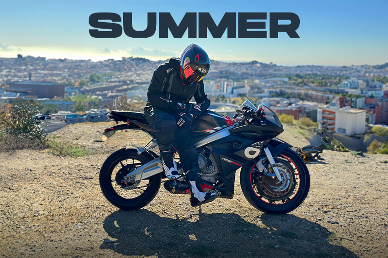 a motorbike rider is wearing maximo moto summer motorcycle apparel