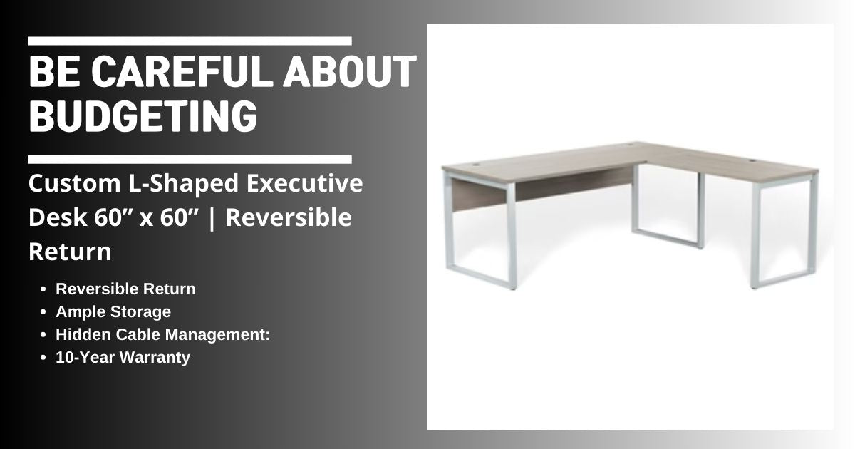 Custom L-Shaped Executive Desk 60” x 60” | Reversible Return