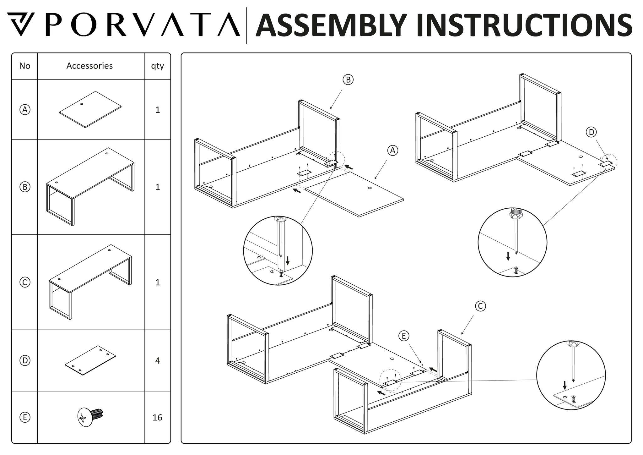 U-Shaped Desk Assembly Instructions