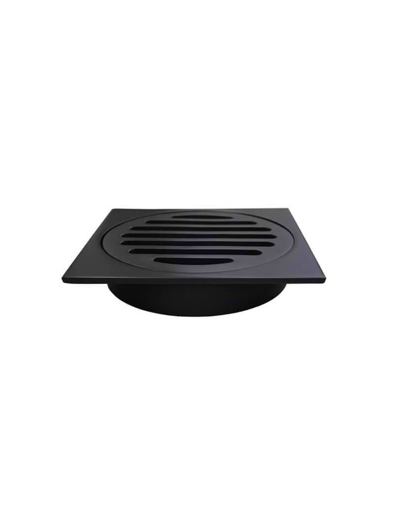 Square Floor Grate Shower Drain 100mm Outlet - Matte Black