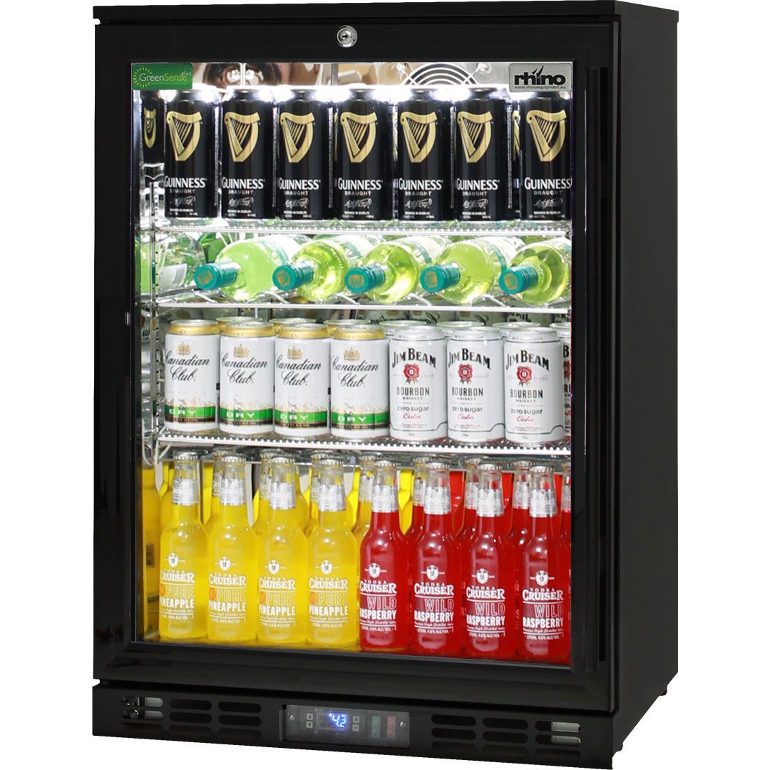 Black Commercial Glass 1 Door Bar Fridge With Energy Efficient Parts And Operation