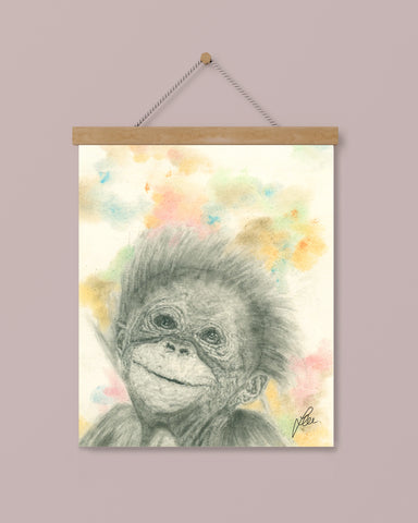 baby animal art - orangutan print for nursery