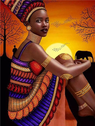 Diamond Painting - Afrikaanse Vrouw - Diamond Paradijs