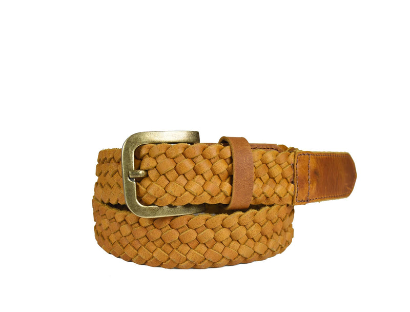 Tolredo Leather WOVEN BRAID Belts for Men- Pecan