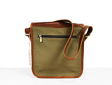 Leather Canvas Messenger Bag Sheen Green (MB-16E)
