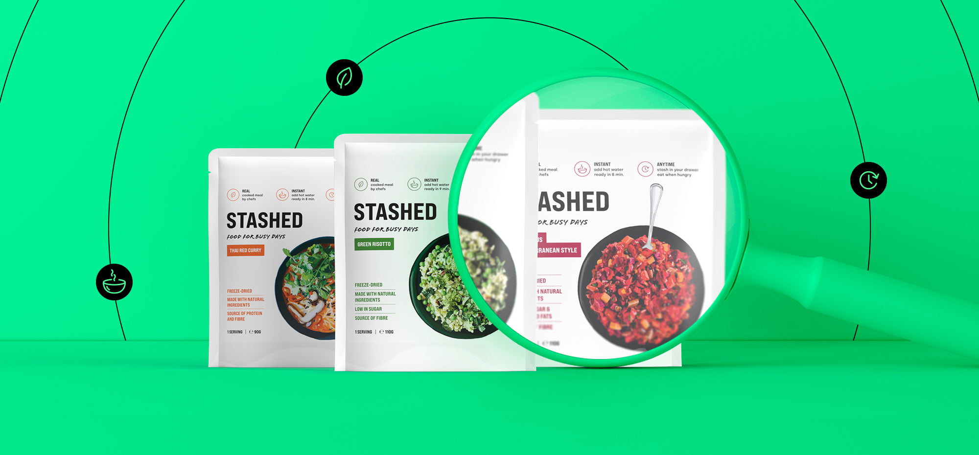 stashed freeze-dried meals