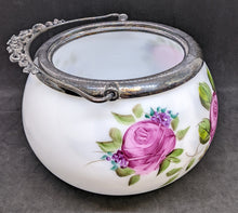 Load image into Gallery viewer, Vintage Painted Milk Glass Biscuit Barrel - S/P Top - No Lid - Signed PEGGY
