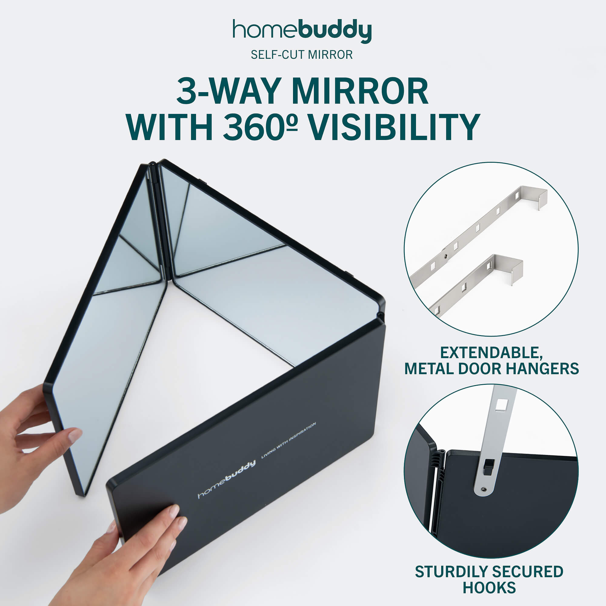 3 Way Mirror with LED Lights, 360 Mirror for Women for Braiding, Self Cut  Mirror