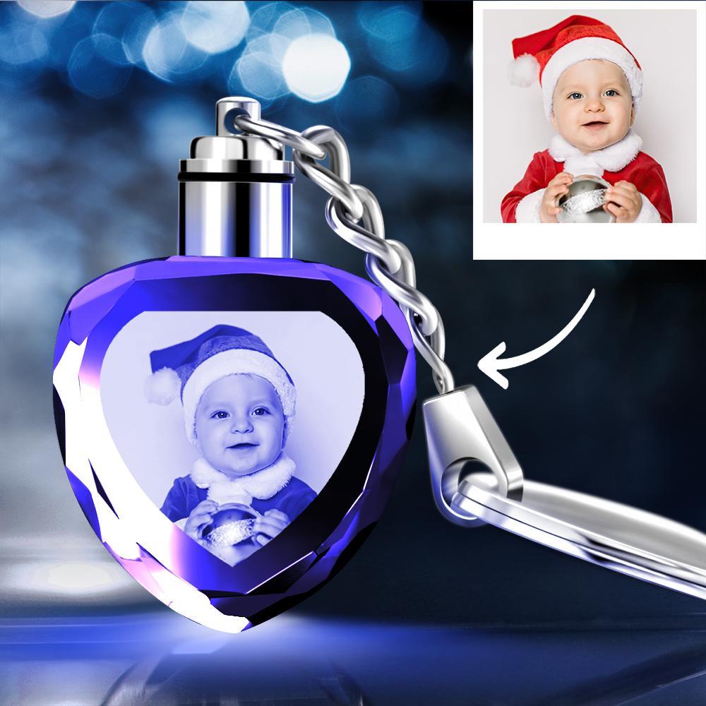 Custom 3D Crystal Heart Shape Photo Keychain