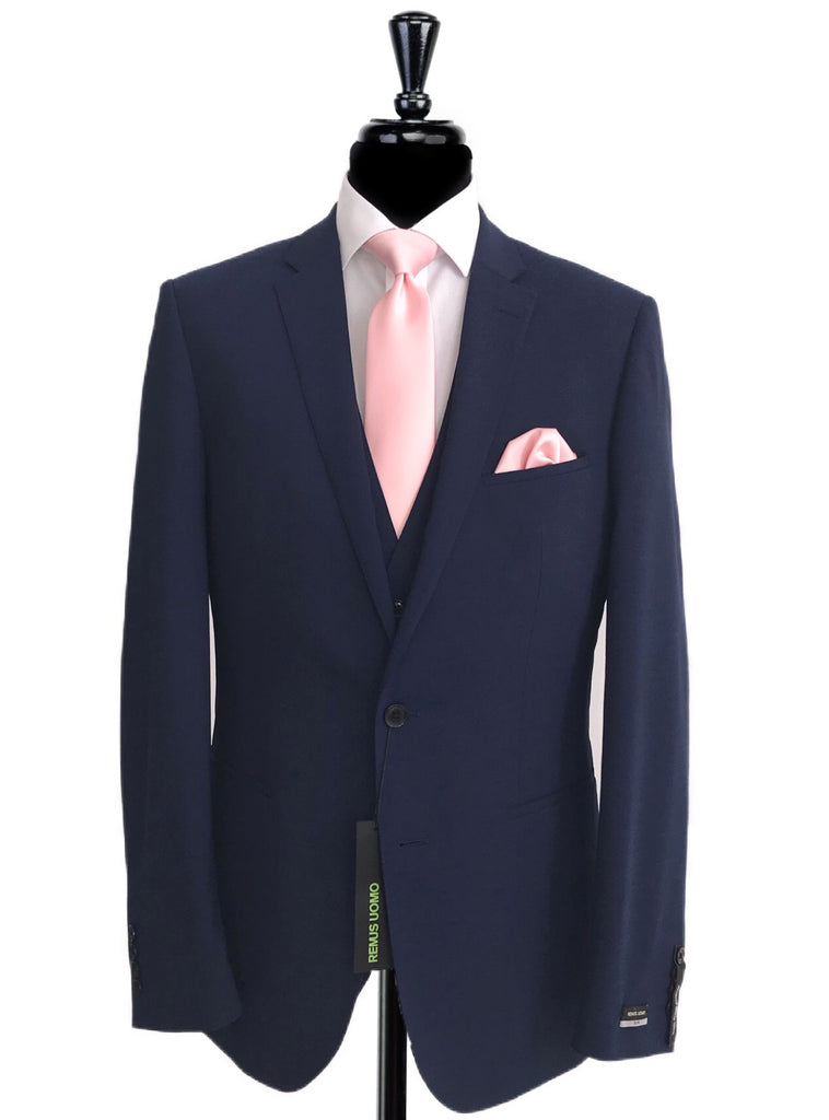 Petrol Blue Herringbone Tailored Fit Suit Jacket