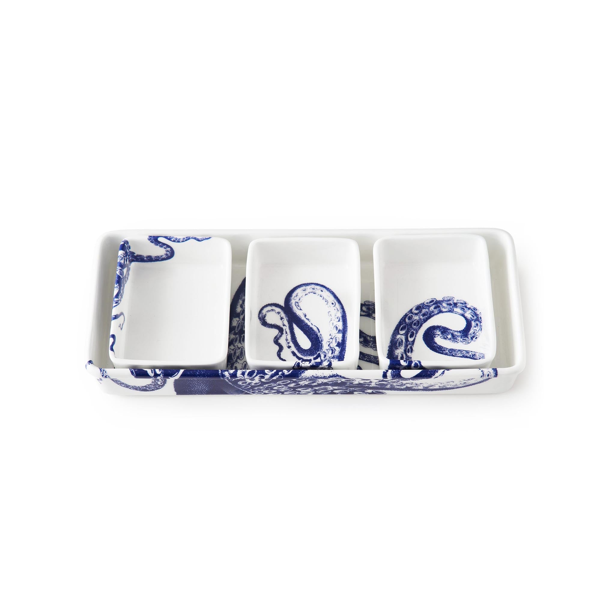 Nested Appetizer Tray Set - Blue Lucy