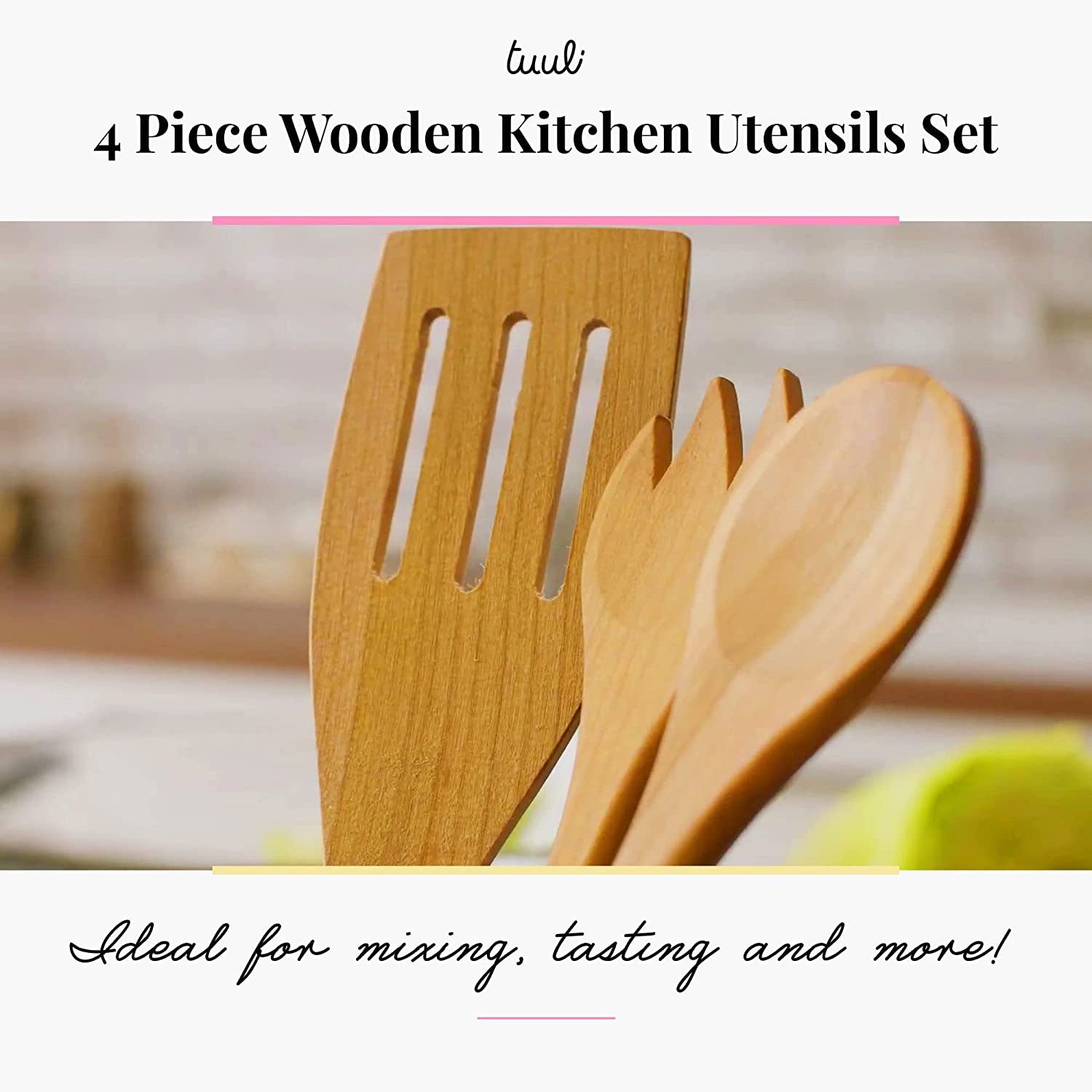 Wooden spoons for cooking, set of 4