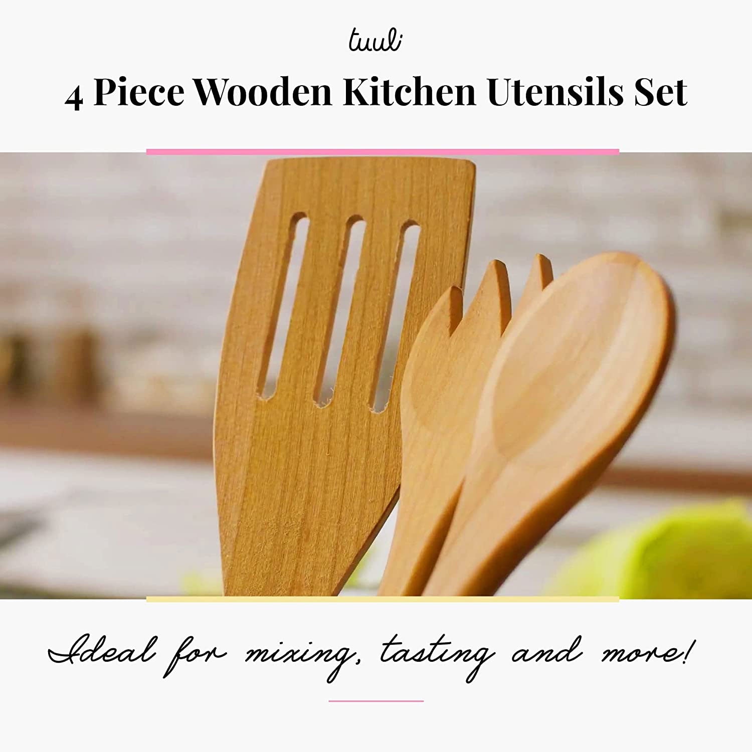 Tuuli Kitchen 6 Piece Wooden Cooking Spoons Kitchen Utensil Set