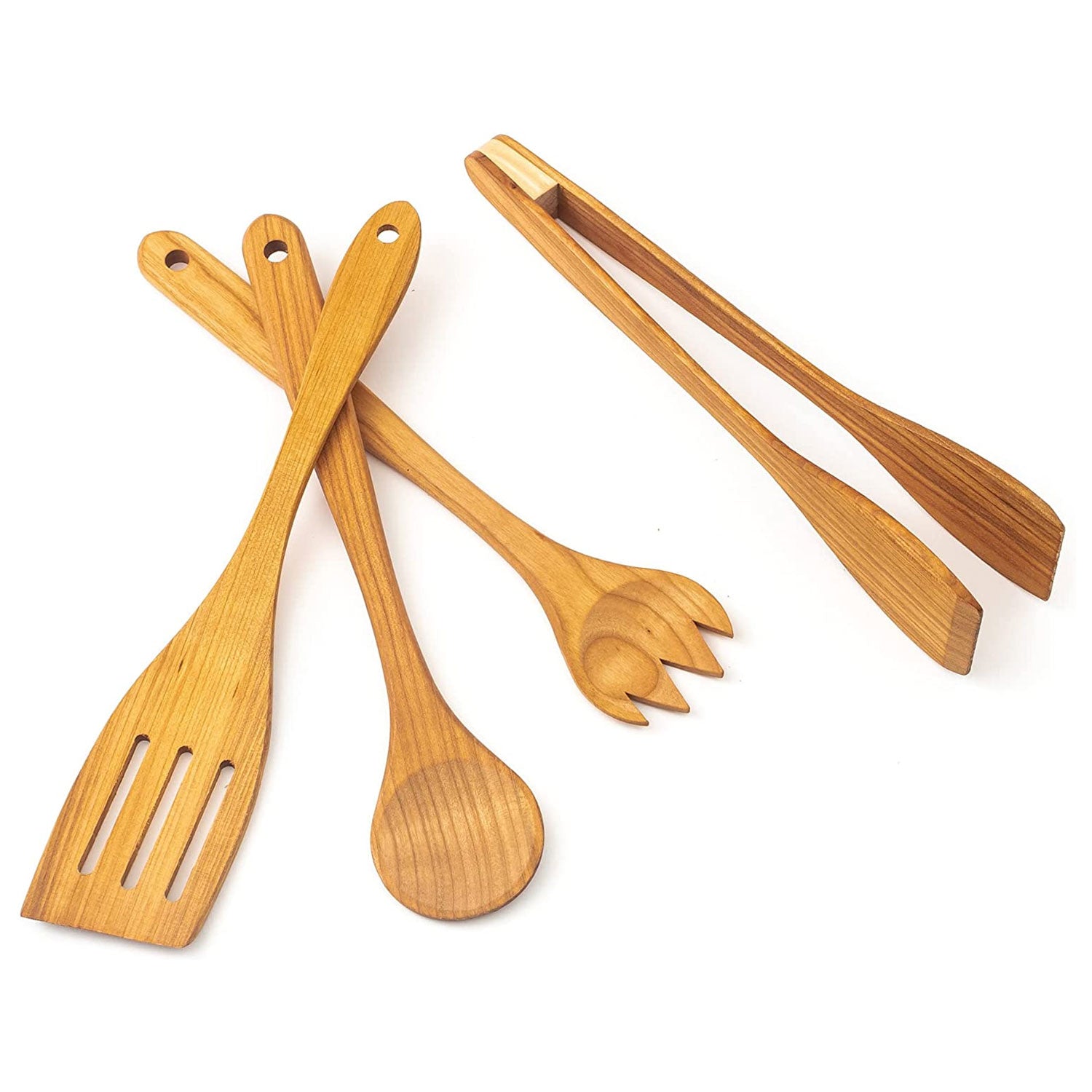 Tuuli Kitchen 4 Piece Wooden Kitchen Utensils Set Cherry Wood