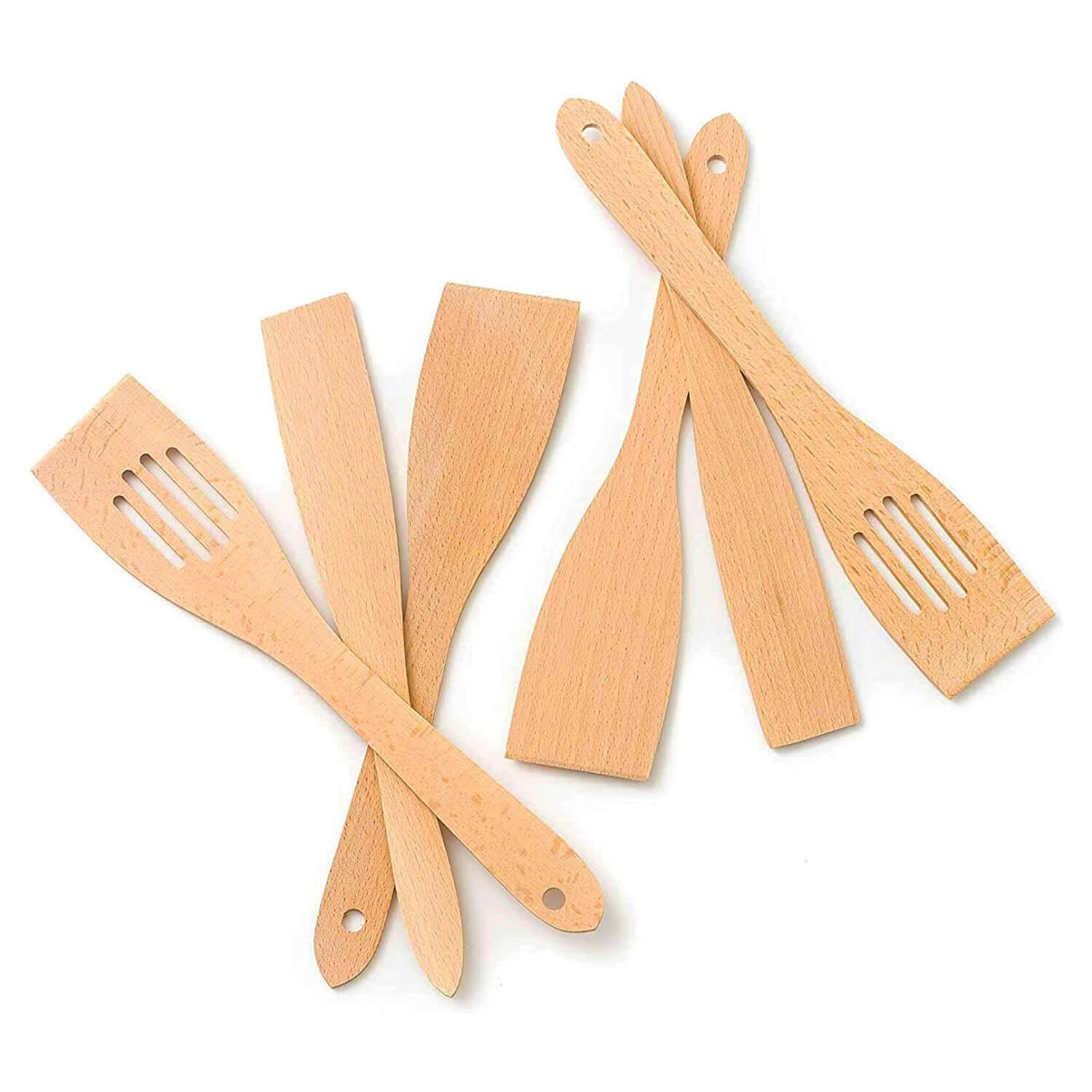 Ensemble de 6 spatules de cuisine en bois - Améliorez votre