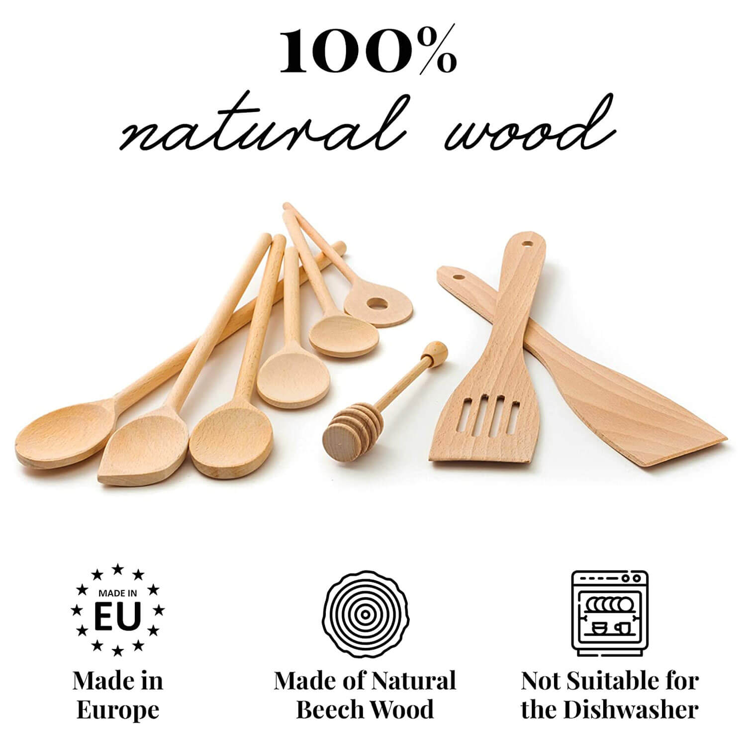 9 Pcs Cooking Utensil Set, Wooden Kitchen Utensils Set, Non-Stick Heat Resistant DGPCT