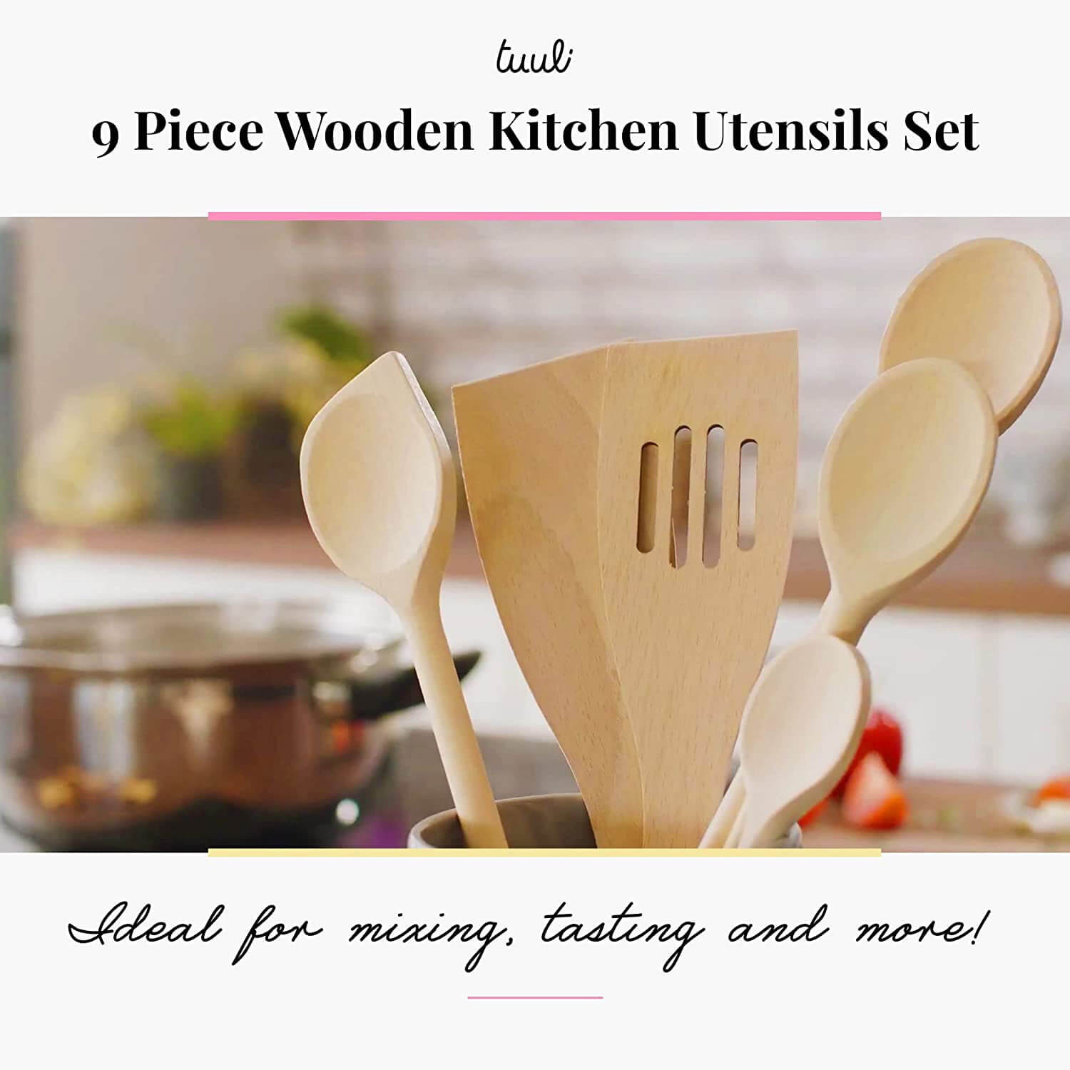 Walnut Wooden Spoon Set with Spatulas 6-PC Set