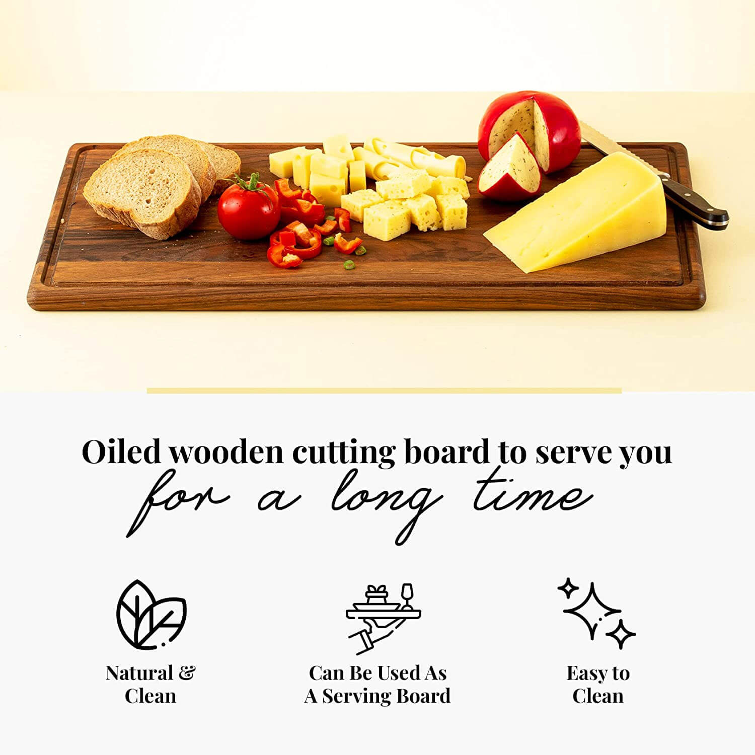 Coolina Walnut Serving Board - Perfect Cutting Board for Chopping  Meet,Chicken! Made from Durable Walnut Wood (12x9 inches)